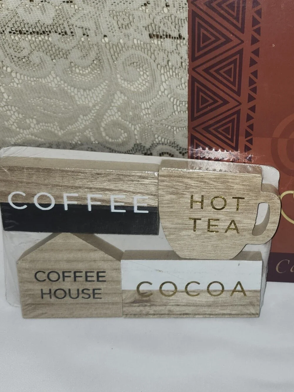 Cafe Latte Wall Art and Coffee House Sign Set - Brown